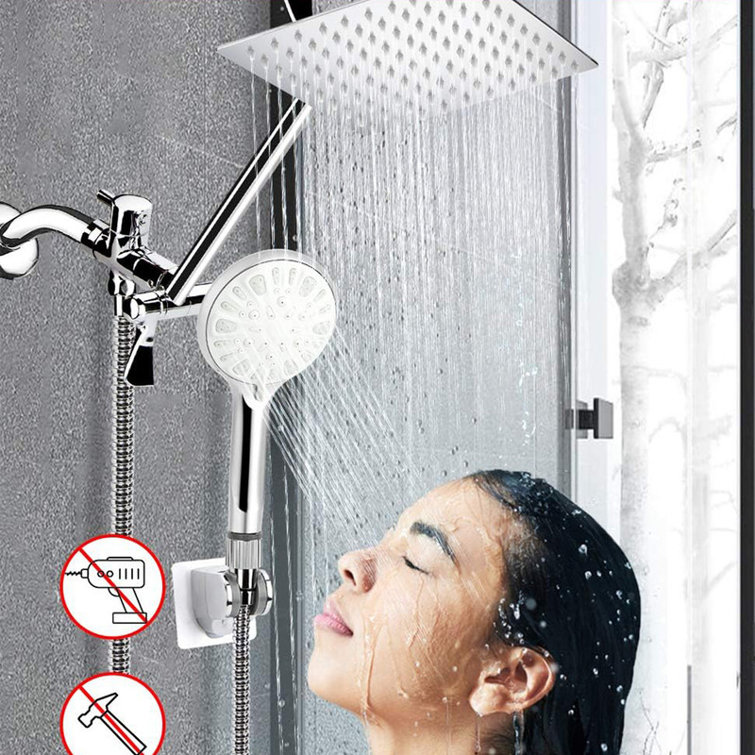 JASODI Rainfall Shower Head with Handheld Combo High Pressure 8+2 MODE